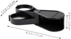 Angoily Foldable Double Lens Mini Magnifier 10x 20x Handheld Jewelry Loupe Small Metal Magnifying Tool for Watch Repair and Identification, Portable Black Magnifier for Crafts