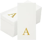 Luxenap 15.8 X 7.9 Inch Linen-Feel Guest Towels, 50 Lettered Hand Towels - Gold Letter 'A', Sans Serif Font, White Paper Dinner Napkins, airlaid, For Restrooms And Tables - Restaurantware