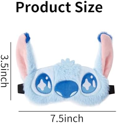 Cute Eye Masks for Sleep Cartoon Plush Blindfold Soft Funny Travel Eye Cover for Women Girls (Blue)