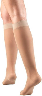 Truform Sheer Compression Stockings, 15-20 mmHg, Women's Knee High Length, Diamond Pattern, Nude, Medium