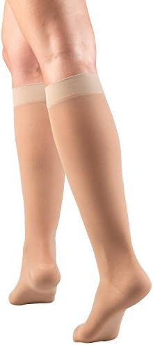 Truform Sheer Compression Stockings, 15-20 mmHg, Women's Knee High Length, Diamond Pattern, Nude, Medium