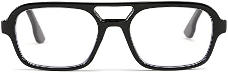 FEISEDY Retro Square Blue Light Blocking Reading Glasses for Women Men 70s Flat Aviator Glasses Anti-Fatigue Reader B2993
