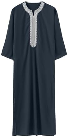 Mens Embroidery Moroccan Thobe Men Muslim Mogadishu Djellaba Robe Islamic Jubba Prayer Kaftan Islamic Arabic Abaya