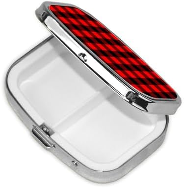 Pill Box 2 Compartment Medicine Pill Case,Portable Medicine Tablet Vitamin Holder Organizer for Purse Pocket Travel Gifts(1 Pack,Red Black Buffalo Checkered Plaid)