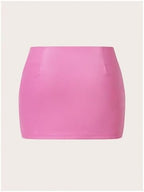 WDIRARA Women's Zip Front Buckle PU Leather Bodycon Mini Skirt Rave Club Y2k Skirt