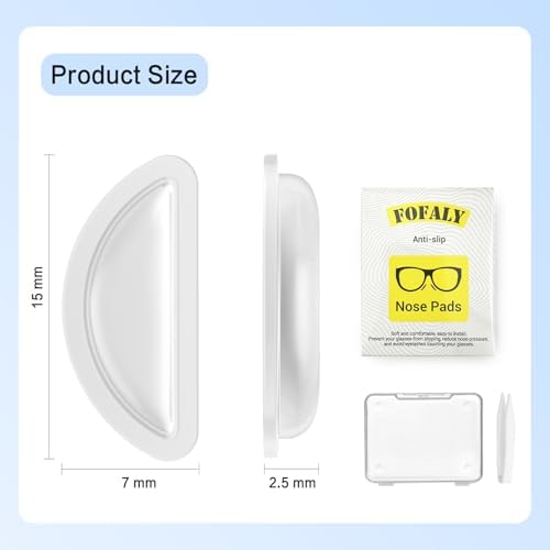 Nose Pads for Glasses, Anti-Slip Silicone Eyeglass Nose Pads, 2.5mm Heightened Airbag Cushions, Comfortable D-Shaped Adhesive Replacement Nose Pad for Sunglasses (10 Clear Pairs)