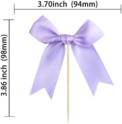 Gyufise 24Pcs Bow Cupcake Toppers Coquette Bow Girls Birthday Cake Decorations Bowknot Cake Toppers Bowknot Cupcake Picks for Baby Shower Birthday Wedding Bridal Engagement Party Supplies Purple
