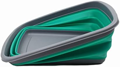 SAMMART 10L (2.6 Gallons) Collapsible Tub - Foldable Dish Tub - Portable Washing Basin - Space Saving Plastic Washtub (Dark Grey/Bluish-Green, 1)