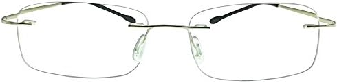 Stylish Rimless Frame Reading Glasses Black Silver Color