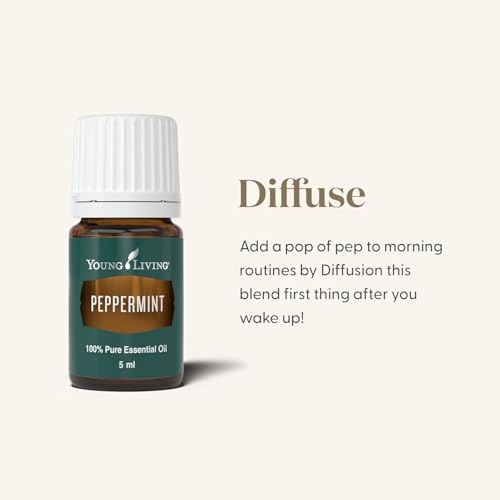 Young Living Peppermint Essential Oil | 5 ml | Refreshing Mint Aroma for Invigoration, Soothing Comfort, & Cognitive Clarity | Perfect for Diffusion, Topical Use, & Massage