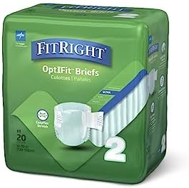FitRight Stretch Ultra Adult Briefs, Incontinence Diapers with Tabs, Heavy Absorbency, Large/XL/2XL, 51 to 70", 20 Count (Pack of 4)