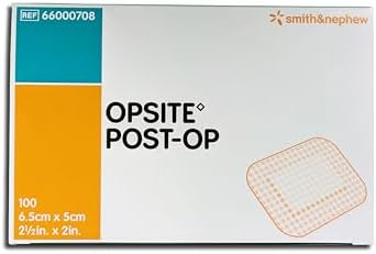 Smith & Nephew SJ66000708 Opsite Post-Op Dressing with Pad, 6.5cm x 5cm, Pack of 100