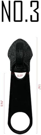 ANPURZII #3 Zipper Pulls Replacement Bulk 30pcs Black Metal Zipper Pull Slider Head for Purses and Bag Craft Making Nylon Zippers(NO.3 Black)
