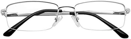 Computer Reading Glasses Mens Womens Half Rim +2.00 Silver Color Anti Blue-Ray Readers