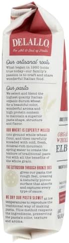 DeLallo, Elbows No. 52, 100% Organic Whole Wheat Pasta, 16 oz (454 g)(Pack of 3)
