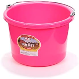 Little Giant® Plastic Animal Feed Bucket | Round Plastic Feed Bucket with Metal Handle | Made in USA | 8 Quarts | Hot Pink