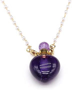 1pcs Natural Amethyst Stone Perfume Bottle Pendant Pearl Bead Chain Rectangle Heart Necklace for Women Jewelry Free Accessory Glasses