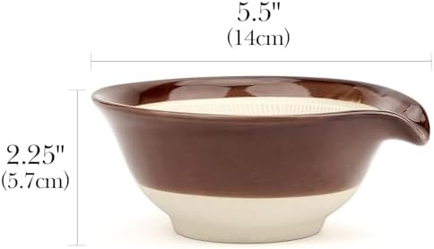 Linkidea Ceramic Shaving Bowl, Shaving Soap Lather Mug Cup for Men, Wide Mouth Barber Beard Wet Razor Shave Cream Cup, Brown