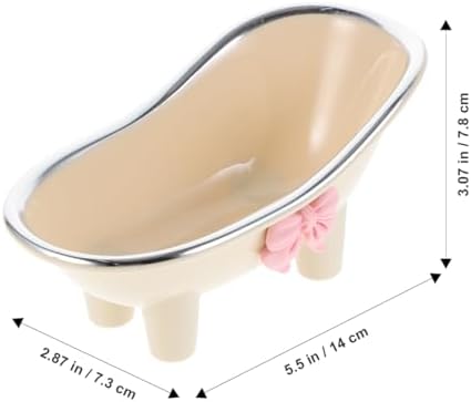 Amosfun Bathtub Shaped Soap Dish with Drainage Mini Soap Holder Decorative Storage Tray for Bathroom Countertop 5.51 X 3.07 X 2.87 Inches