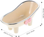 Amosfun Bathtub Shaped Soap Dish with Drainage Mini Soap Holder Decorative Storage Tray for Bathroom Countertop 5.51 X 3.07 X 2.87 Inches