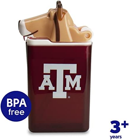 FUNTOPS Reusable Water Bottle | Officially Licensed NCAA Sports Bottle |BPA Free | Dishwasher Safe | Texas A&M | Collie Reveille Mascot Officially Licensed NCAA - 8 oz