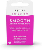 GRIN Smooth Floss Box, Gentle Floss Tape, 43.7 Yards (40M), Minty Flavor, Recyclable Packaging, 132 Feet of Gentle Floss Tape, No More Plastic Container, No Shredding or Breaking (Pack of 2)