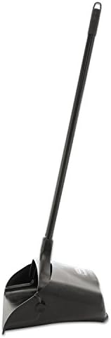 Rubbermaid Commercial Products Dustpan with Long Handle Plastic Black Compatible with Any Broom for Lobby/Restaurant/Office/Home/Dog Pooper Scooper 12.50" Wide