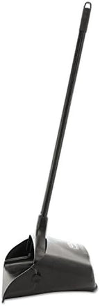 Rubbermaid Commercial Products Dustpan with Long Handle Plastic Black Compatible with Any Broom for Lobby/Restaurant/Office/Home/Dog Pooper Scooper 12.50" Wide