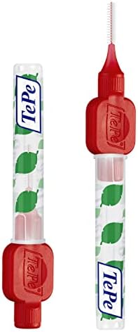 TePe Interdental Brush Original, Soft Dental Brush for Teeth Cleaning, Pack of 6, 0.5 mm, Extra-Small/Small Gaps, Red, Size 2