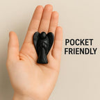 Black Obsidian Angel Statue – 2" Beautiful Gemstone Guardian Angel – Natural Crystal Angel – Hand-Carved Angel Charms for Protection, Wealth, Luck, and Positive Energy – Angel Figurines Decor