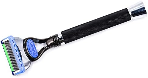 Parker Deluxe Black Fusion-Compatible Razor – 6″ Heavyweight Textured Handle + Free Gillette® Fusion Blade – Premium Men’s Shaving Tool