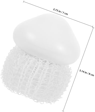 Lurrose Steel Wire Scrubber Brush with Handle, Replacement Kitchen Dish Scrub Brush Set, White Fiber Cleaning Balls for Household Pots and Pans Cleaning