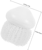 Lurrose Steel Wire Scrubber Brush with Handle, Replacement Kitchen Dish Scrub Brush Set, White Fiber Cleaning Balls for Household Pots and Pans Cleaning