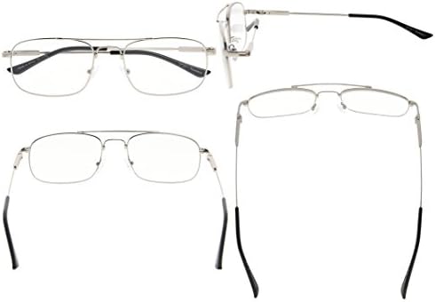 Eyekepper Mens Womens Memory Titanium Reading Glasses Bendable Bridge And Temple Readers (Silver,+1.25)