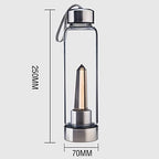 550 Ml Natural Crystal Water Bottle Natural Quartz Crystal Gem Infused Water Bottle Wand Healing Elixir Point Reiki Crystal Obelisk Wand Stick Sport Water Bottle (Color : White Turquoise)