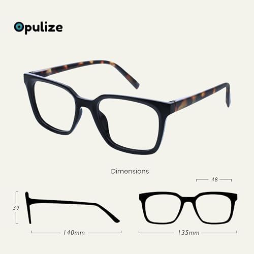 OPULIZE KOI Reading glasses and Reading sunglasses for Women Men,Scratch Resistant Large Rectangular frame with spring Hinges, Black, Blue, Grey, Clear, Black +3.5 (Pack of 5)