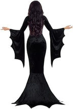 Halloween Costumes Women Witches Dress Bat Wing Sleeve Gothic Dress Party Cosplay Vintage Black Sexy Wrap Maxi Dress