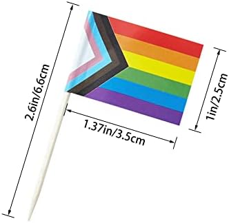 stidsds Pride Rainbow Cupcake Toppers Flags Set Mini Small Gay LGBTQ Toothpick Stick Flag Decoration(100 pcs)