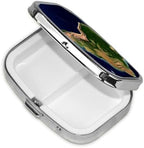 South America Satellite Image Print Pill Box Square Metal Pill Case with 2 Compartment Portable Travel Pillbox Cute Mini Medicine Organizer for Pocket Purse
