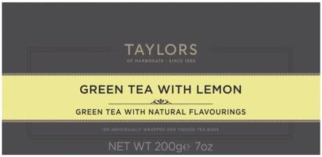 Taylors of Harrogate Green Tea with Lemon, Individually Wrapped Bags, 100 Count (Pack of 1), Citrussy, Mellow and Light, Caffeinated, Enjoy Hot or Iced, 100 Teabags