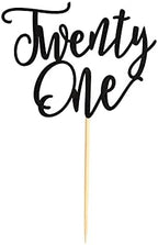 1Pc Twenty One Cake Topper - 21st Happy Birthday Cake Decorations, 21 Birthday Party Decor, Wedding Anniversary Party Decorations - Black Glitter