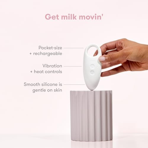 Frida Mom 2-in-1 Lactation Massager, Multiple Modes of Heat + Vibration for Clogged Milk Ducts, Increase Milk Flow, Breast Engorgement - USB Cord Included, White