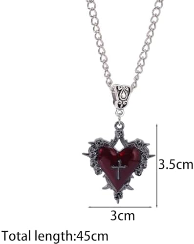 1pcs Dark Gothic Punk Butterfly Cross Metal Necklace Vintage Accessories Women and Man Heart Pendant Necklace Gifts,Chain45cm
