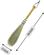 Handmade Broom Bamboo Stick Handle Duster Brush,Natural Grass, Whisk Broom,Cleaning for Home and Office,16 Inch