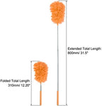 MECCANIXITY Microfiber Cleaning Duster, 12 to 31.5 Inch Washable Extendable Brush Flexible Feather Duster for Window Furniture, Orange