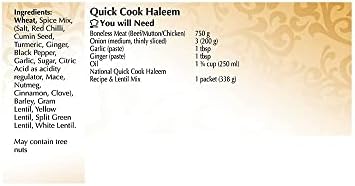 National Foods Quick Cook Haleem Spice & Lentil Mix 11.92 oz (338g) | Traditional Curry Spice Powder | Essential South Asian Dish | Easy Prepare Lentil & Meat Stew Seasoning Food | Box Pack