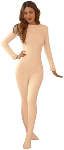 LESOYA Women Men 240D Velvet Warm Full Bodystocking High Elastic Long Sleeve Bodysuit Catsuit