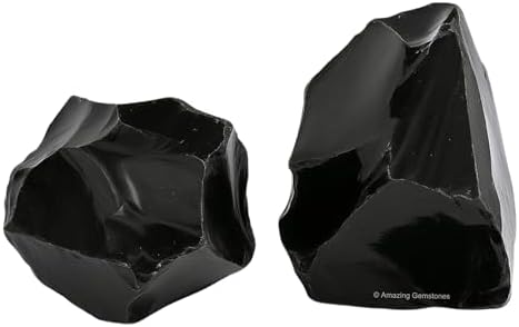 Amazing Gemstone Black Obsidian Raw Crystals and Healing Stones, Natural Rocks for Tumbling and DIY Raw Stones and Crystals (1 Piece)