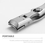 Healifty Multi-Function Stainless Steel Nail Clipper with Splash Guard, Wide Jaw Toenail Trimmer for Household Use, Portable Silver Nail Cutter for Manicure and Pedicure