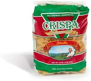 CRISPA Pasta Shells | Authentic Conchiglie Pasta | Premium Durum Wheat, Imported Italian Pasta | All Natural | 16 oz (1 lb) Family Pack